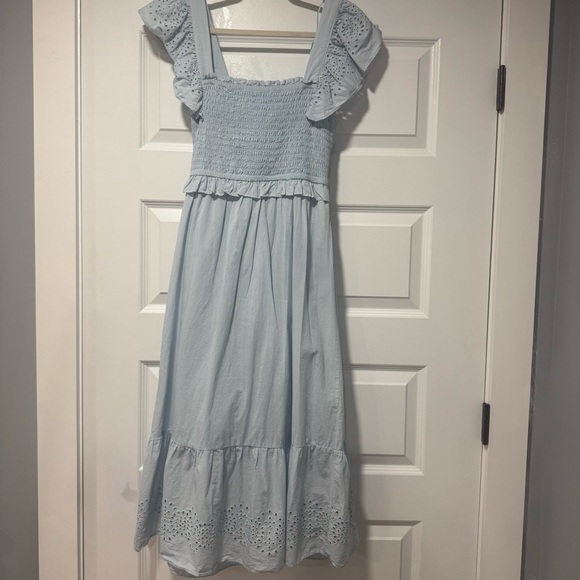 LC Lauren Conrad Dresses & Skirts - LC Lauren Conrad Blue Smocked Tiered Sundress with Eyelet Detail